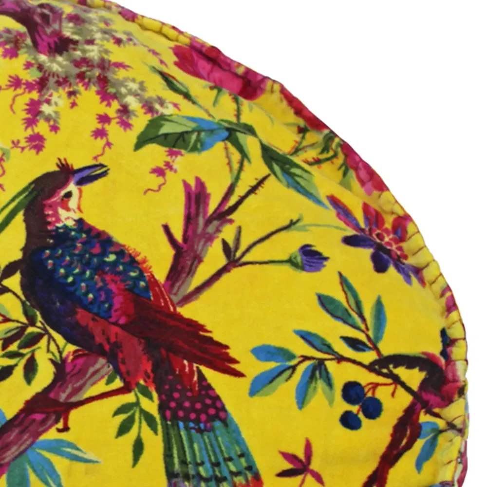 Paradise Round Cushion - Yellow, Velvet