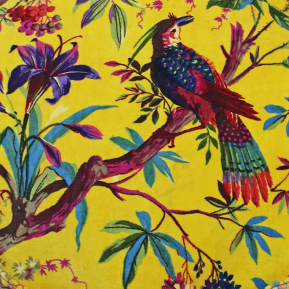 Paradise Round Cushion - Yellow, Velvet