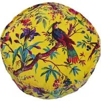 Paradise Round Cushion - Yellow, Velvet