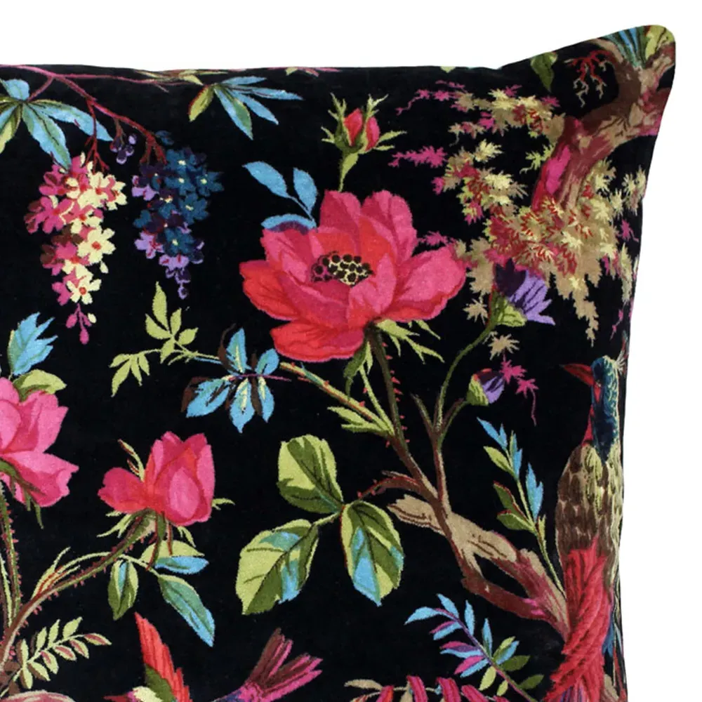 Paradise Velvet Cushion - Black