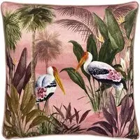 Platalea Botanical Cushion - Pink, Velvet