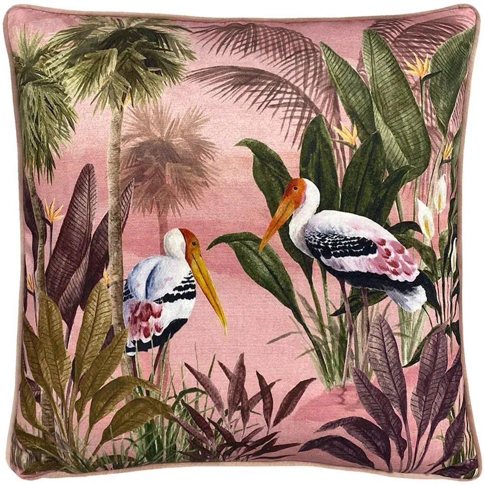 Platalea Botanical Cushion - Pink, Velvet image