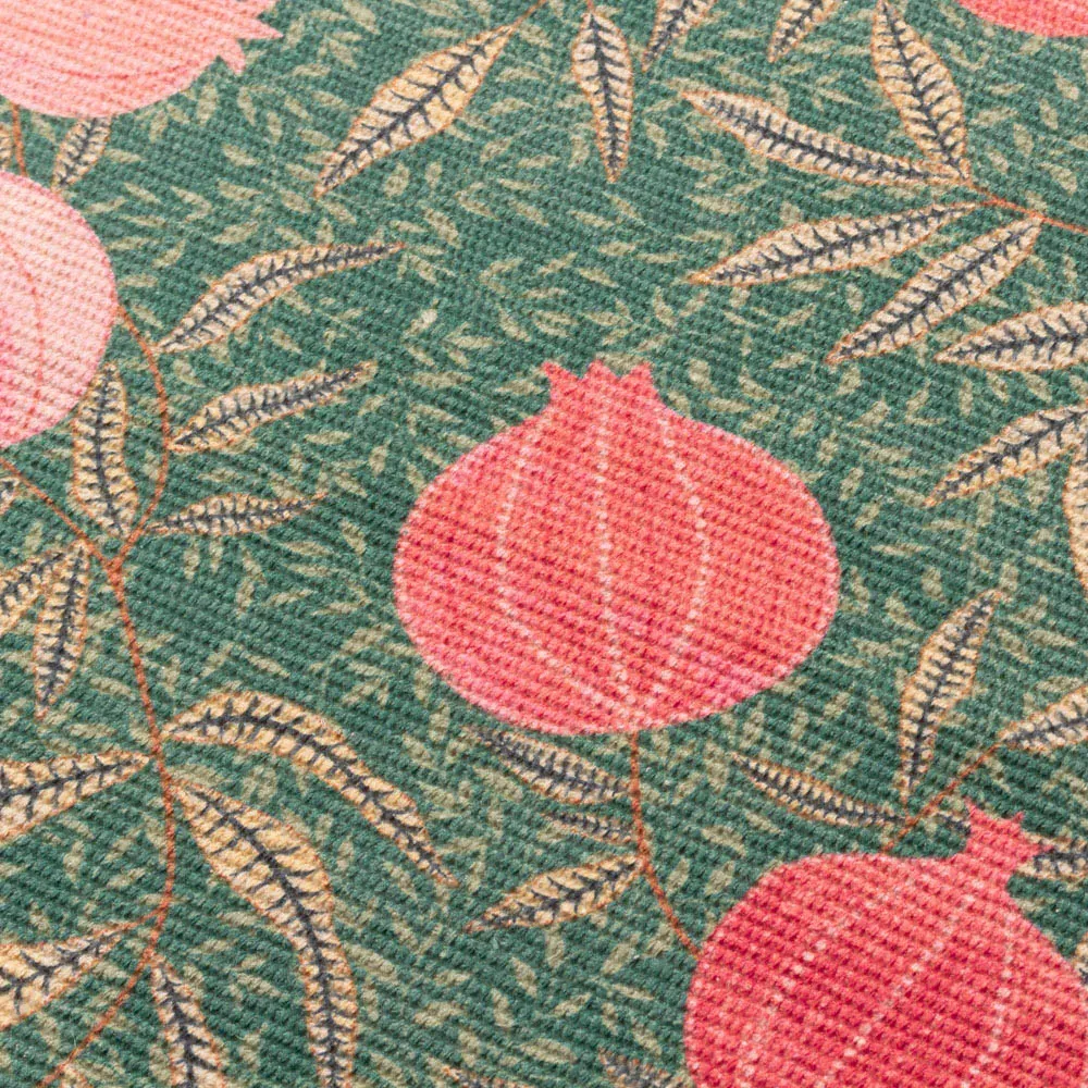 Pomegranate Table Runner - Green, Polyester