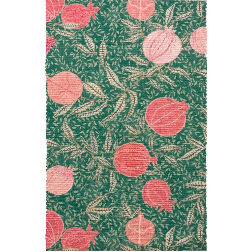 Pomegranate Table Runner - Green, Polyester