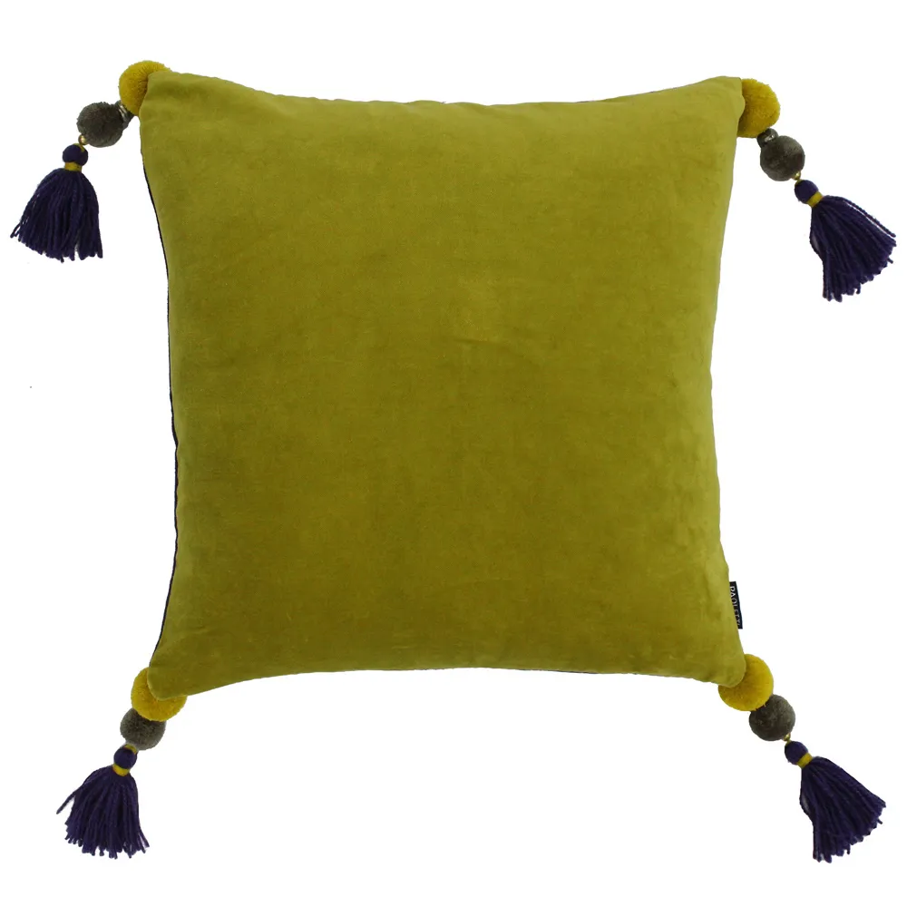 Poonam Damson and Lemon Curry Velvet Touch Cushion - Multi
