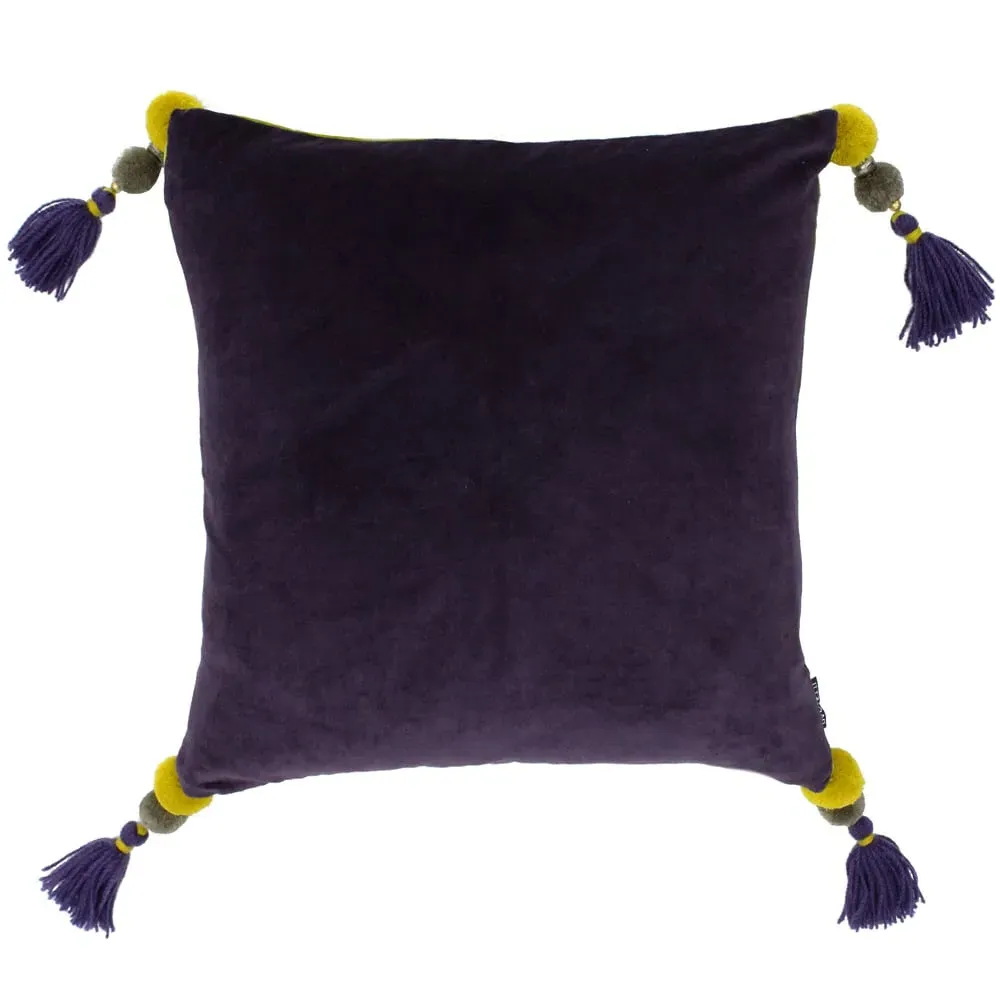 Poonam Damson and Lemon Curry Velvet Touch Cushion - Multi