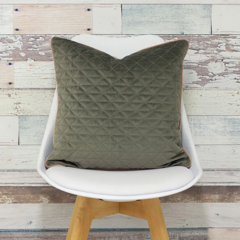 Quartz Quilted Velvet Cushion - Charcoal Grey, Polyester