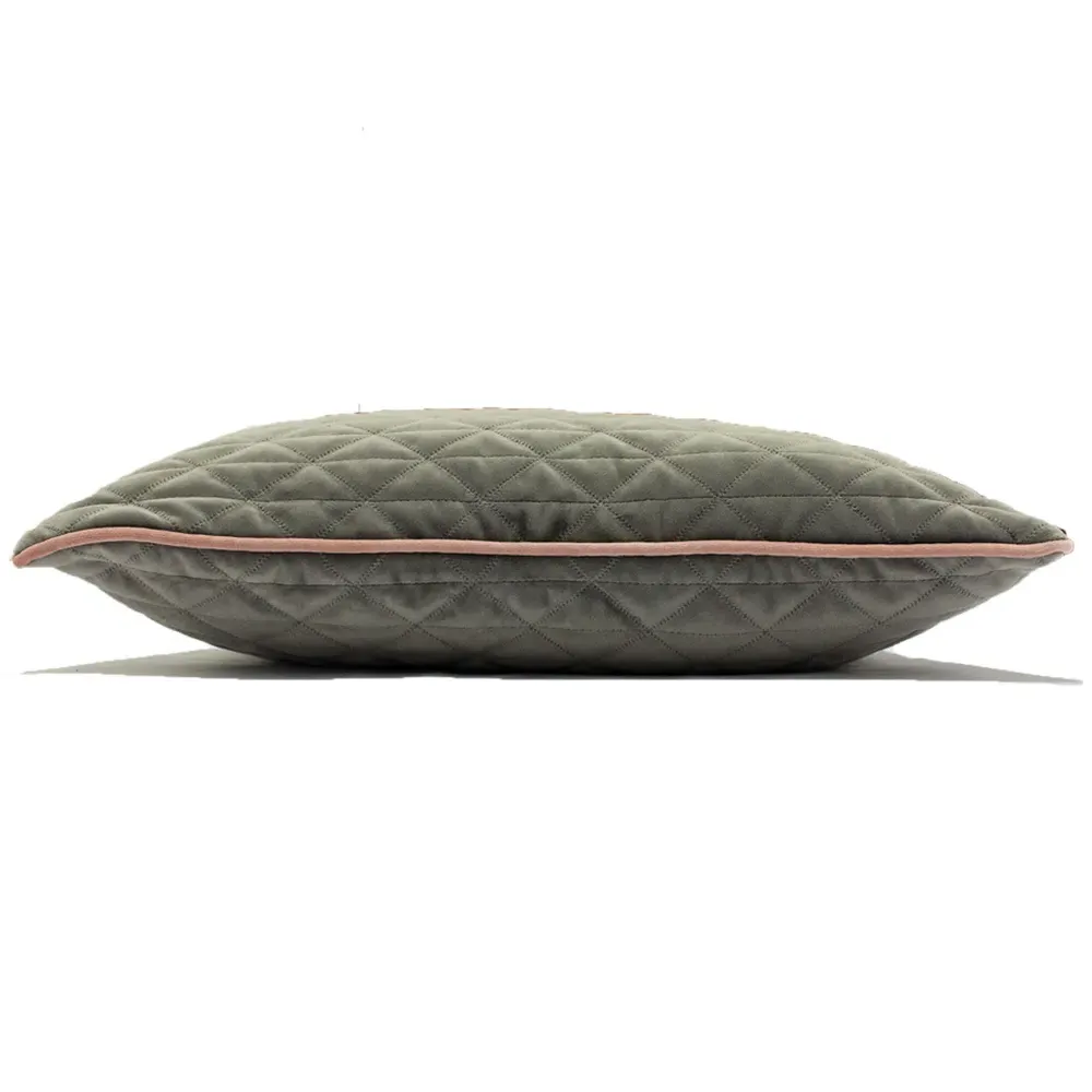Quartz Quilted Velvet Cushion - Charcoal Grey, Polyester
