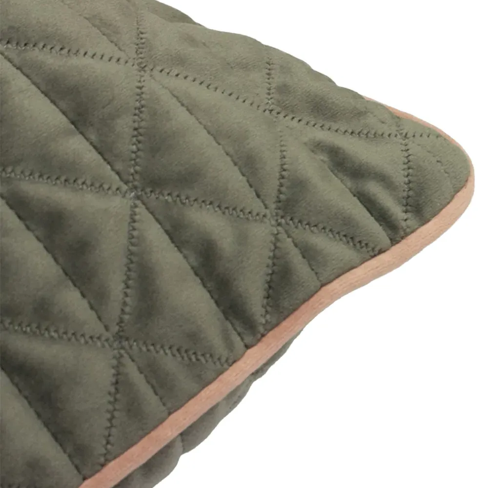 Quartz Quilted Velvet Cushion - Charcoal Grey, Polyester