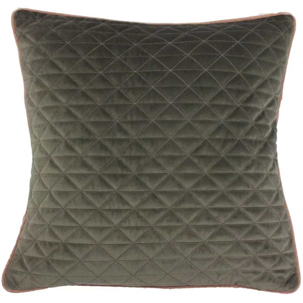 Quartz Quilted Velvet Cushion - Charcoal Grey, Polyester image
