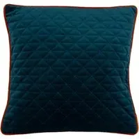 Quartz Quilted Velvet Cushion - Teal, Polyester