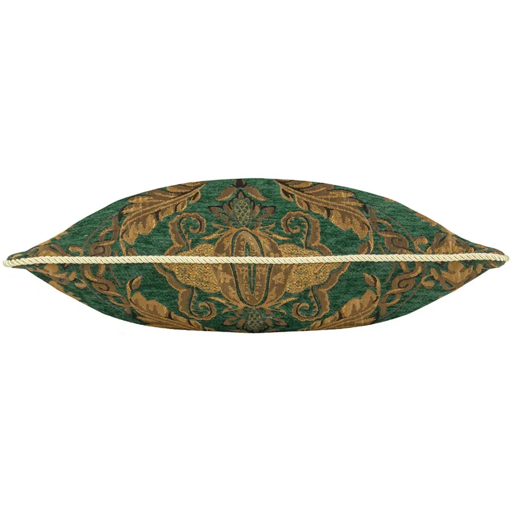 Shiraz Floral Jacquard Cushion - Emerald