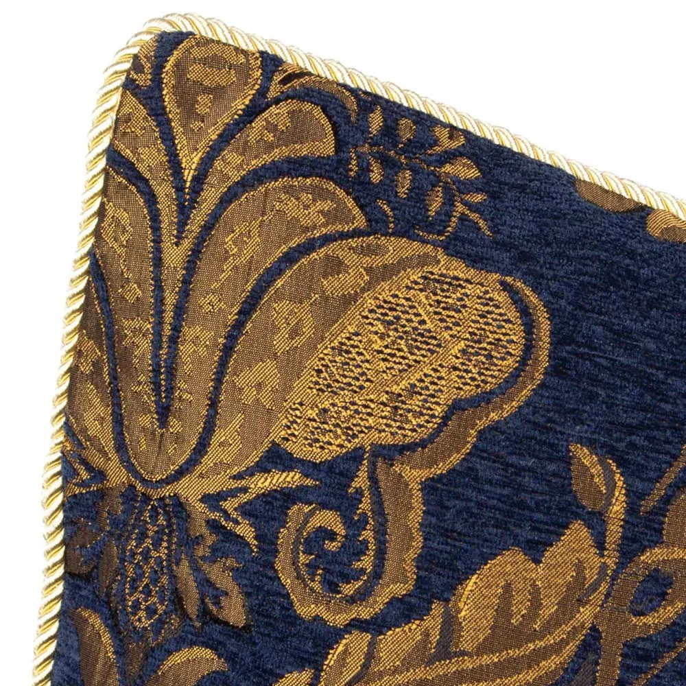 Shiraz Floral Jacquard Cushion - Navy
