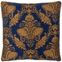 Shiraz Floral Jacquard Cushion - Navy