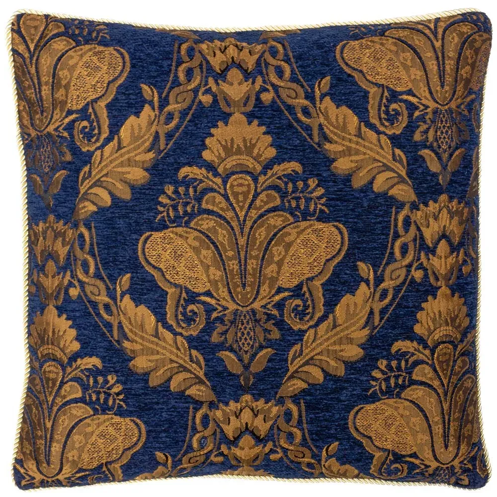 Shiraz Floral Jacquard Cushion - Navy