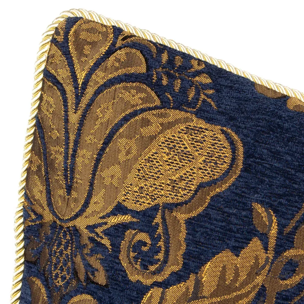 Shiraz Large Floral Jacquard Cushion - Navy