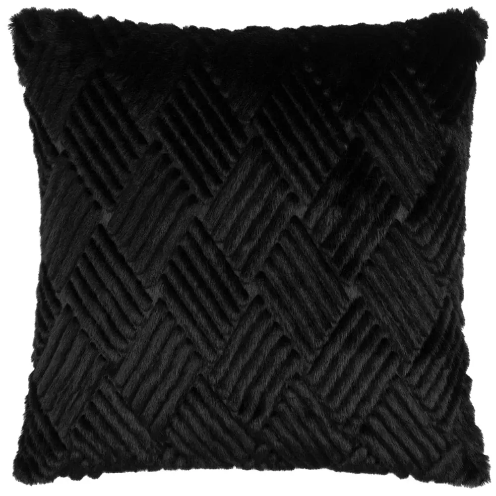 Sonnet Cut Faux Fur Cushion - Black image