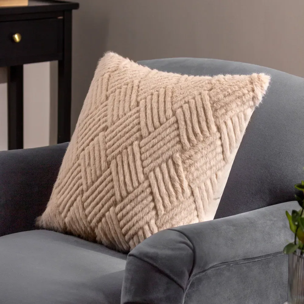 Sonnet Cut Faux Fur Cushion - Cream