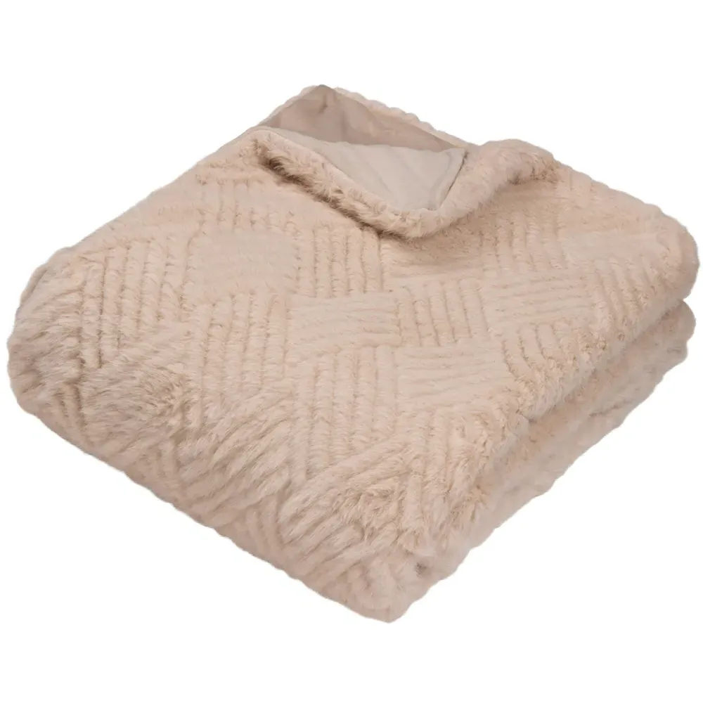 Sonnet Cut Faux Fur Throw - Cream