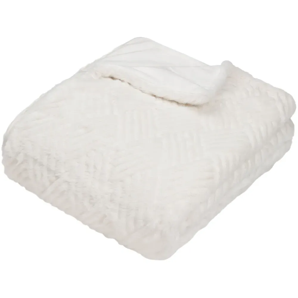 Sonnet Cut Faux Fur Throw - White