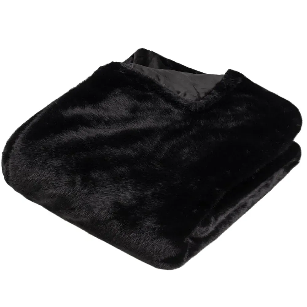 Stanza Faux Fur Throw - Black image