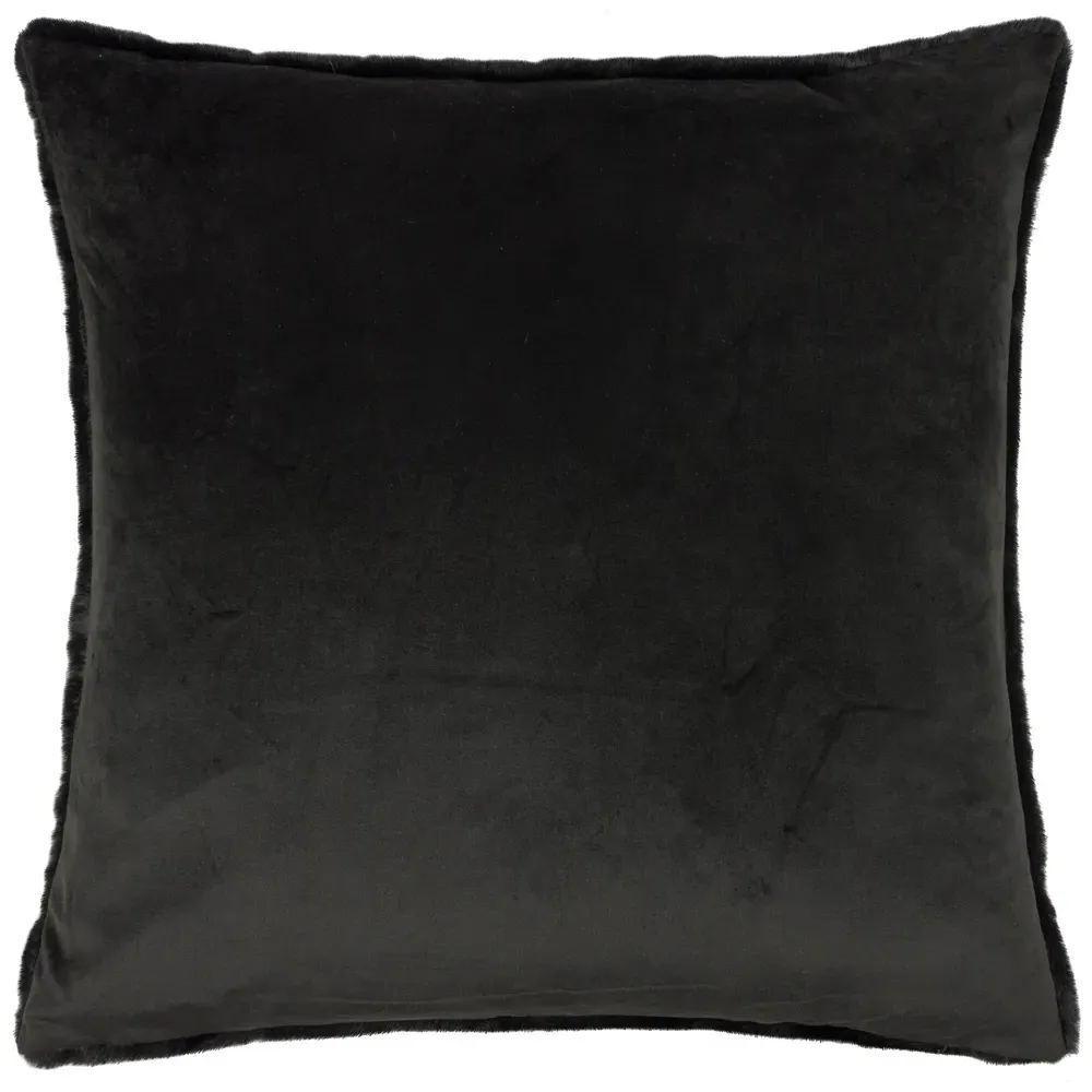 Stanza Jet Faux Fur Cushion - Black