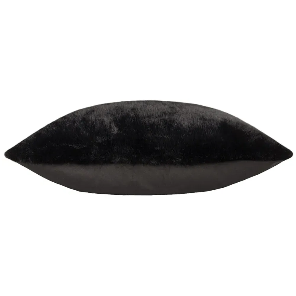 Stanza Jet Faux Fur Cushion - Black