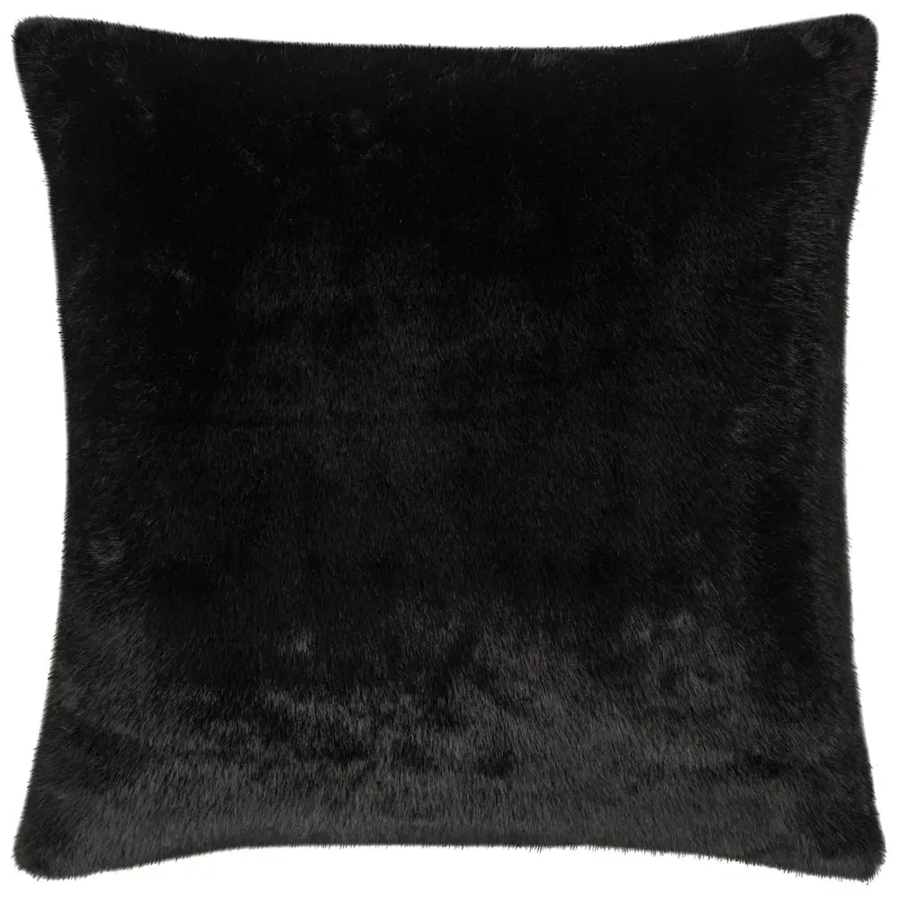 Stanza Jet Faux Fur Cushion - Black