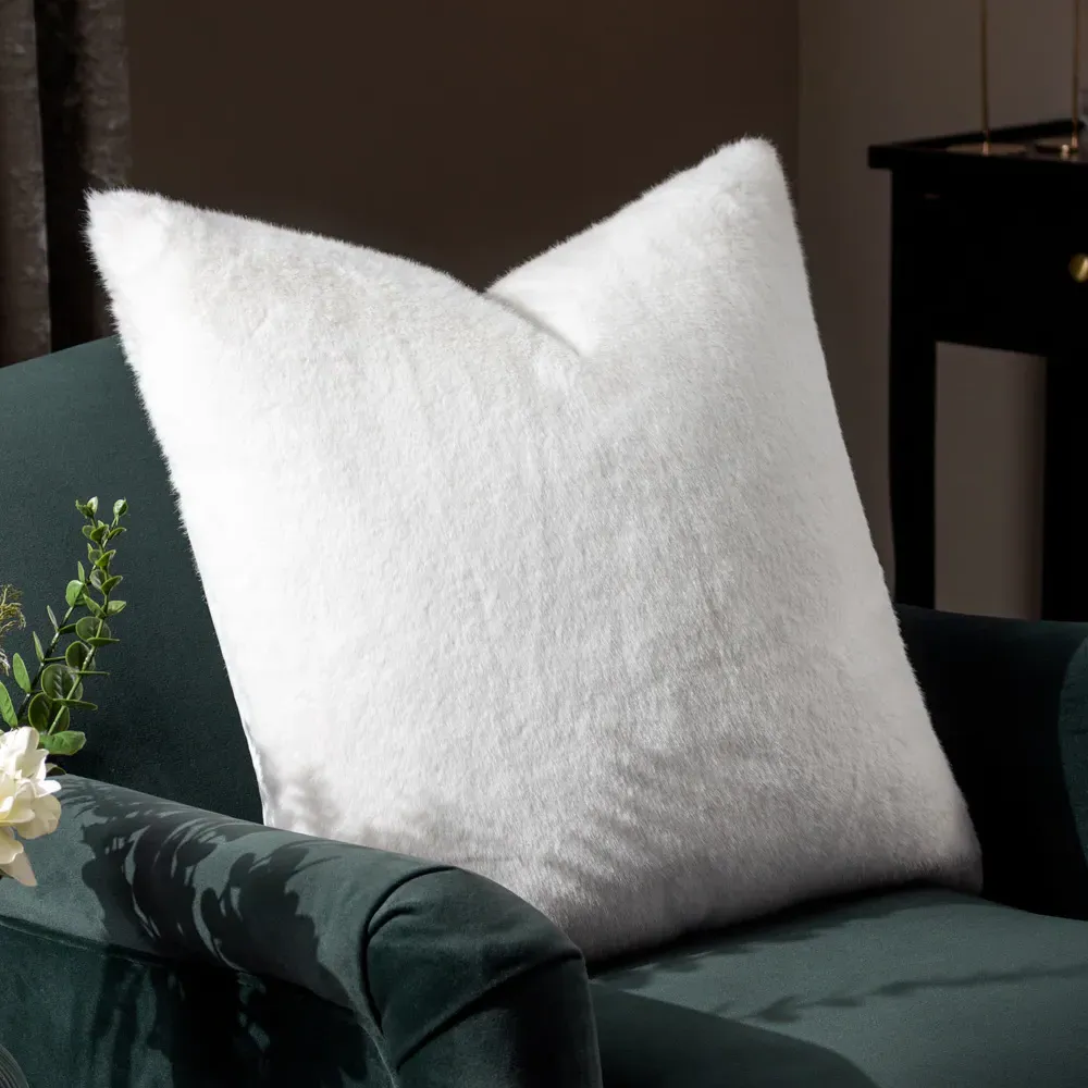 Stanza White Faux Fur Cushion - White