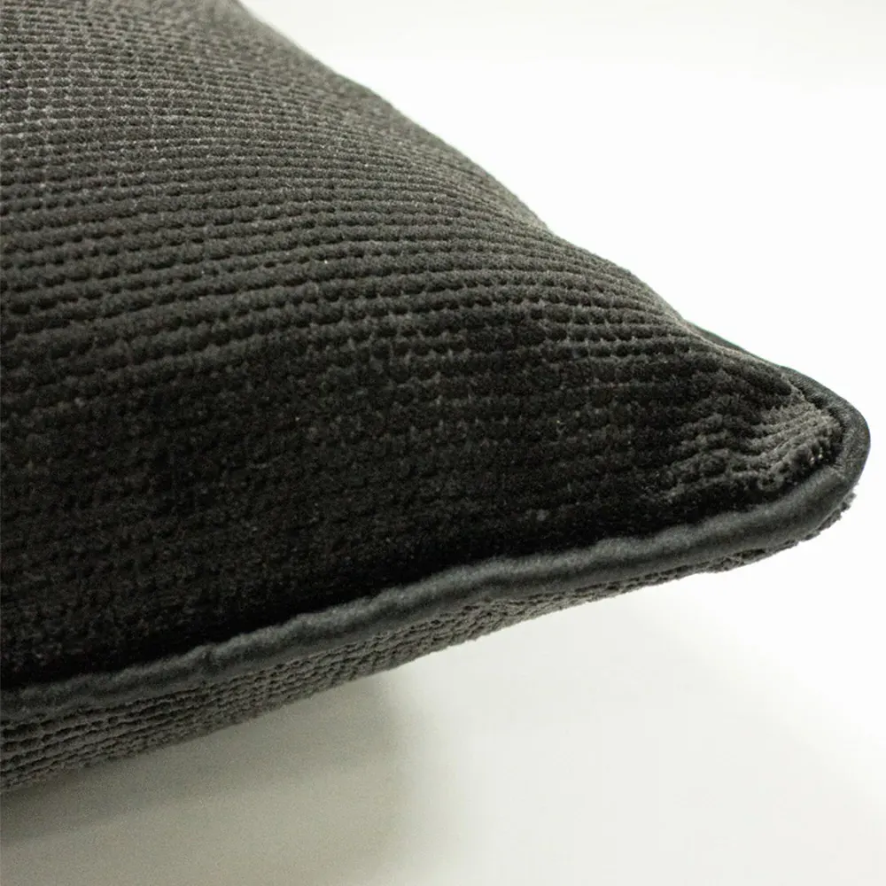 Stella Textured Cushion - Black, Velvet