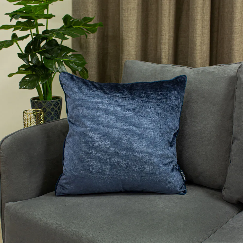 Stella Textured Cushion - Navy, Velvet