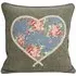 Sweet Cottage Heart Embroidered Cushion - Blue