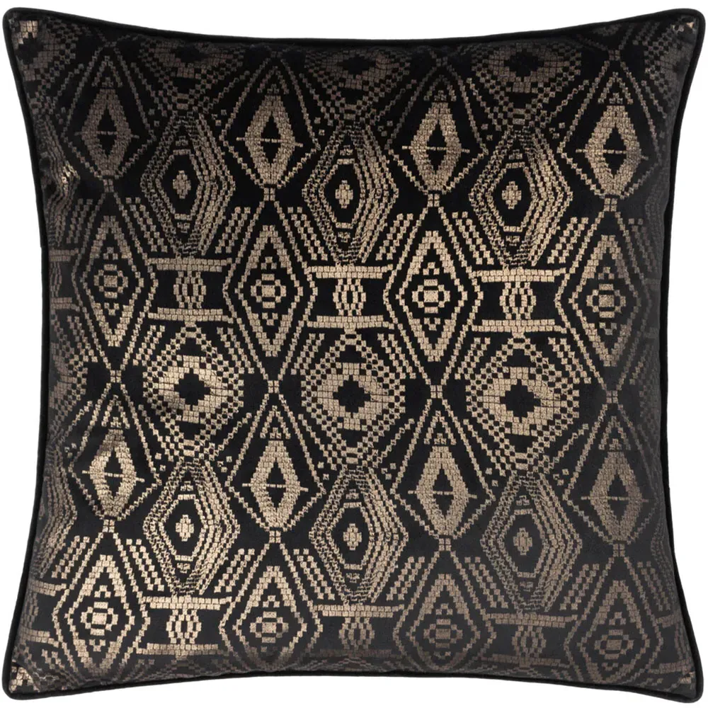 Tayanna Piped Cushion - Black, Velvet image