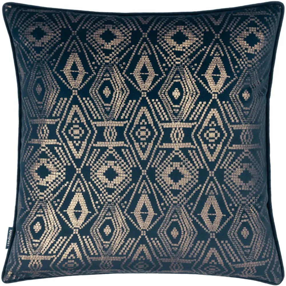 Tayanna Piped Cushion - Navy, Velvet
