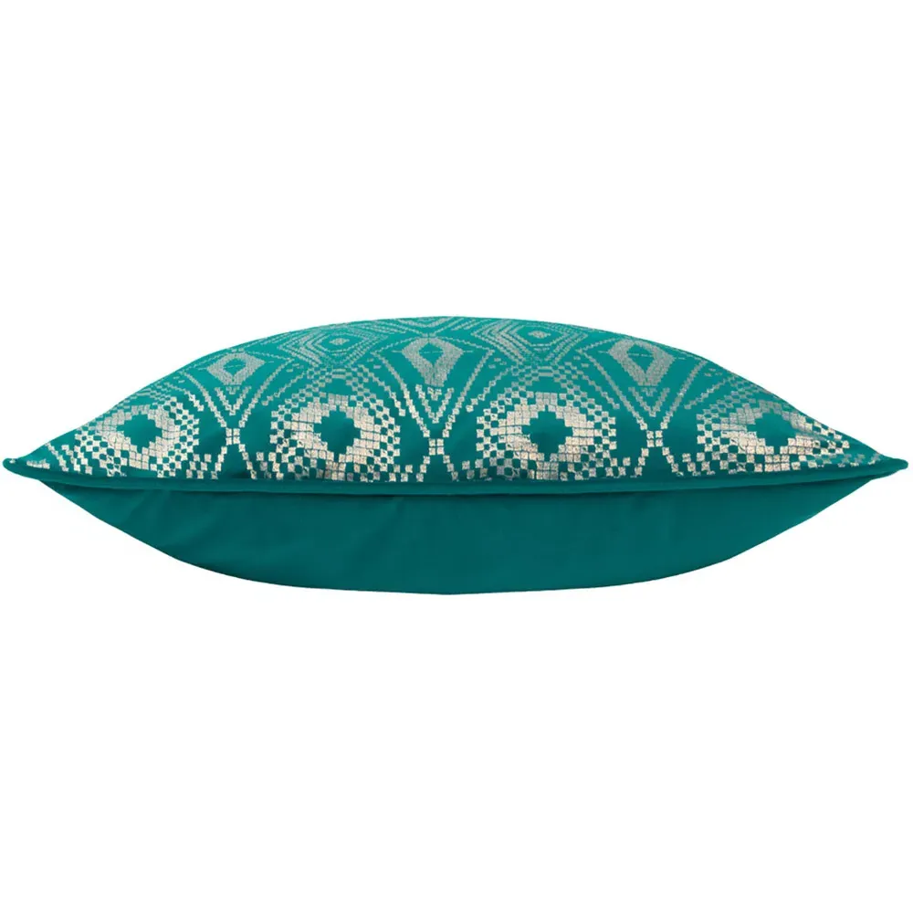 Tayanna Piped Cushion - Teal, Velvet