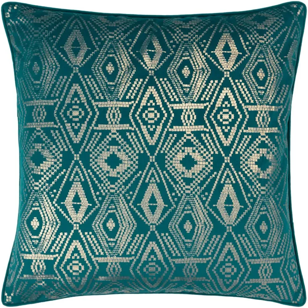 Tayanna Piped Cushion - Teal, Velvet