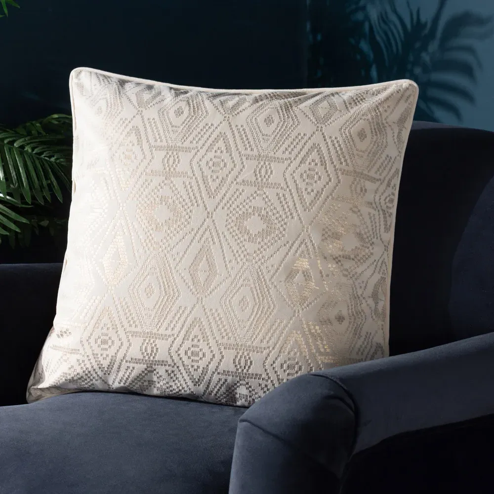 Tayanna Velvet Touch Piped Cushion - Cream
