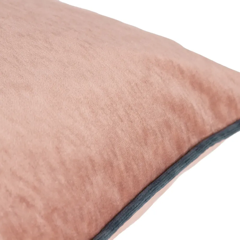 Torto Square Cushion with Piped Trim - Blush/Slate, Velvet