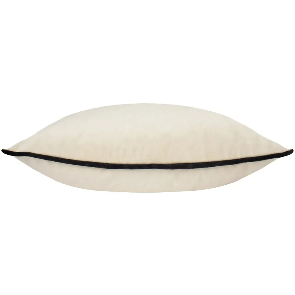 Torto Square Cushion with Piped Trim - Ivory, Velvet