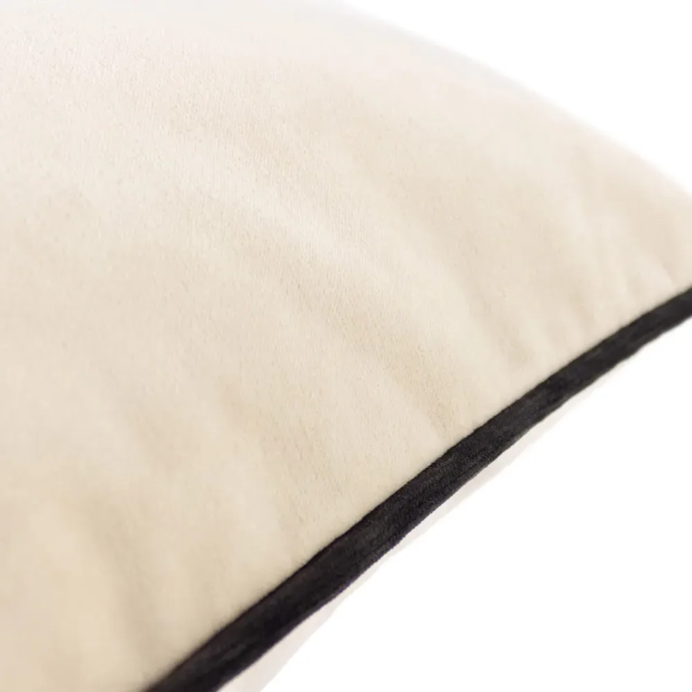 Torto Square Cushion with Piped Trim - Ivory, Velvet