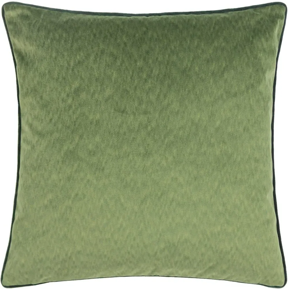Torto Square Cushion with Piped Trim - Moss/Emerald, Velvet