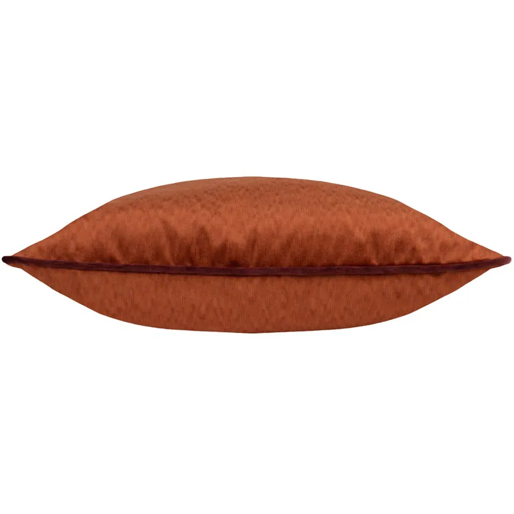 Torto Square Cushion with Piped Trim - Russet/Red, Velvet