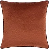Torto Square Cushion with Piped Trim - Russet/Red, Velvet