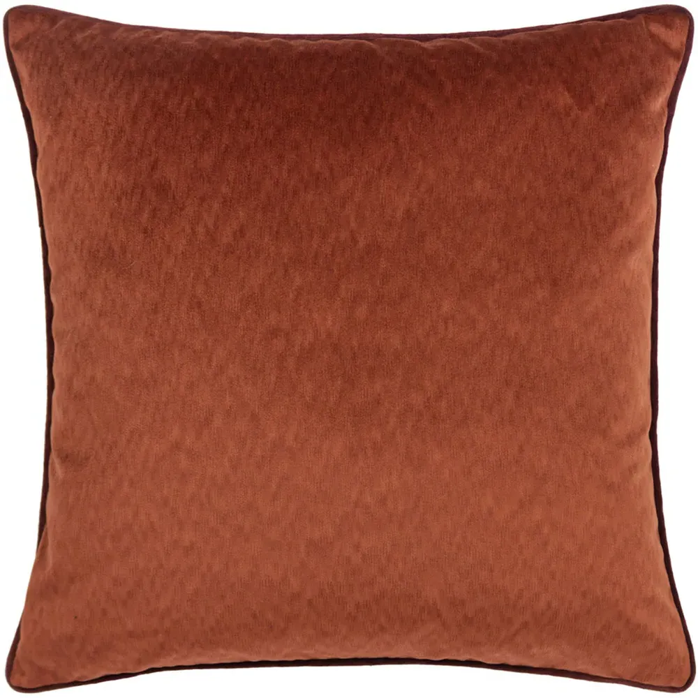 Torto Square Cushion with Piped Trim - Russet/Red, Velvet image