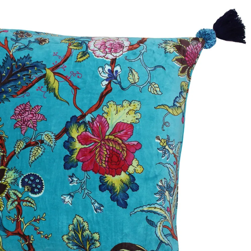 Tree of Life Kingfisher Floral Cushion - Multi