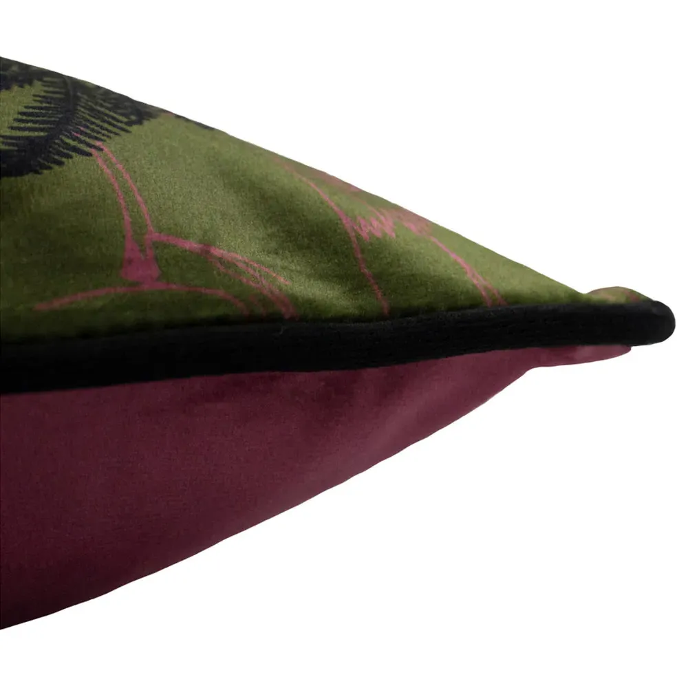 Tropical Cheetah Velvet Touch Piped Cushion - Green