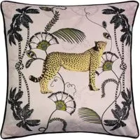 Tropical Cheetah Velvet Touch Piped Cushion - Pink