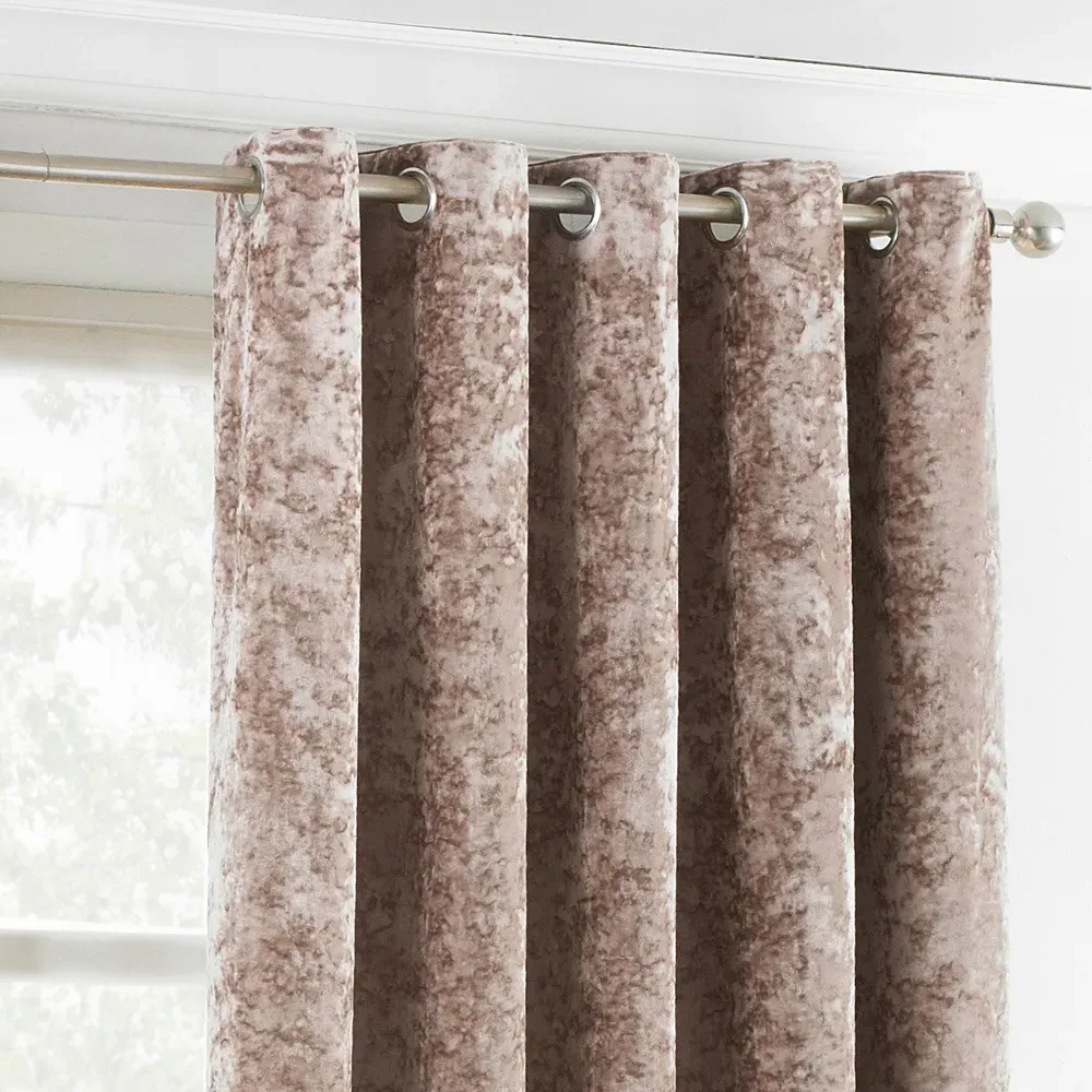 Verona Crushed Velvet Eyelet Curtain - Cream