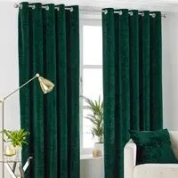 Verona Crushed Velvet Eyelet Curtain - Emerald