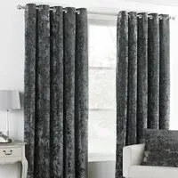 Verona Crushed Velvet Eyelet Curtain - Grey